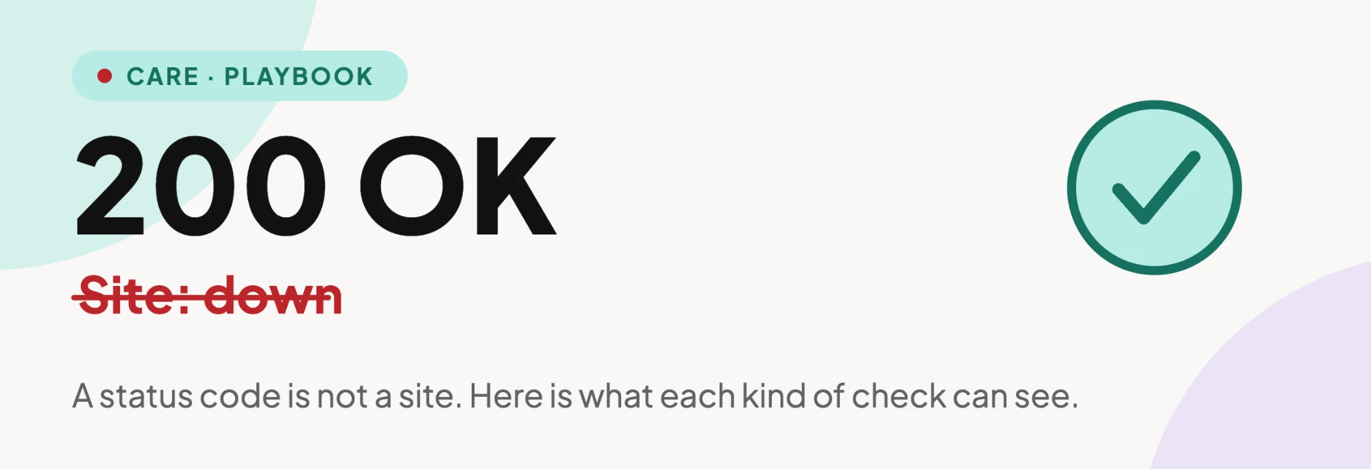 A status code is not a site: 200 OK over a struck-through Site: down