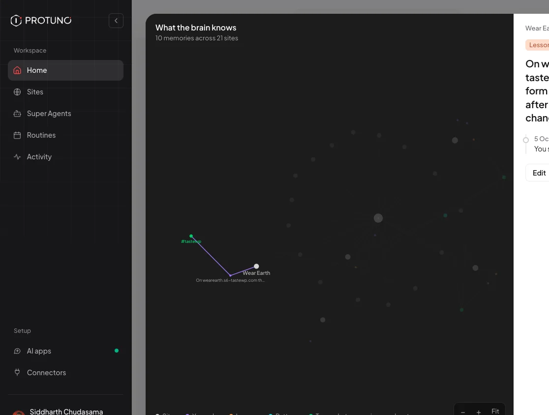 What the brain knows in Protuno, with one lesson for the Wear Earth demo site open